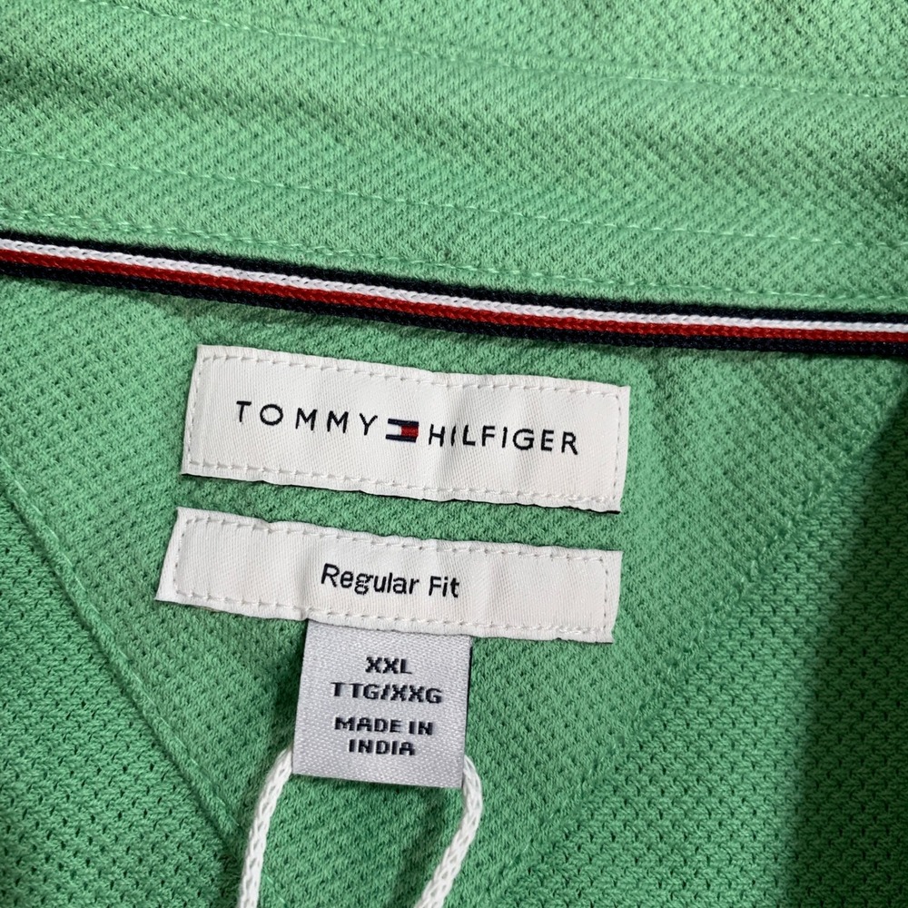 NWT Tommy Hilfiger Men's XXL Green Regular Fit Polo Shirt Cotton - Picture 7 of 12